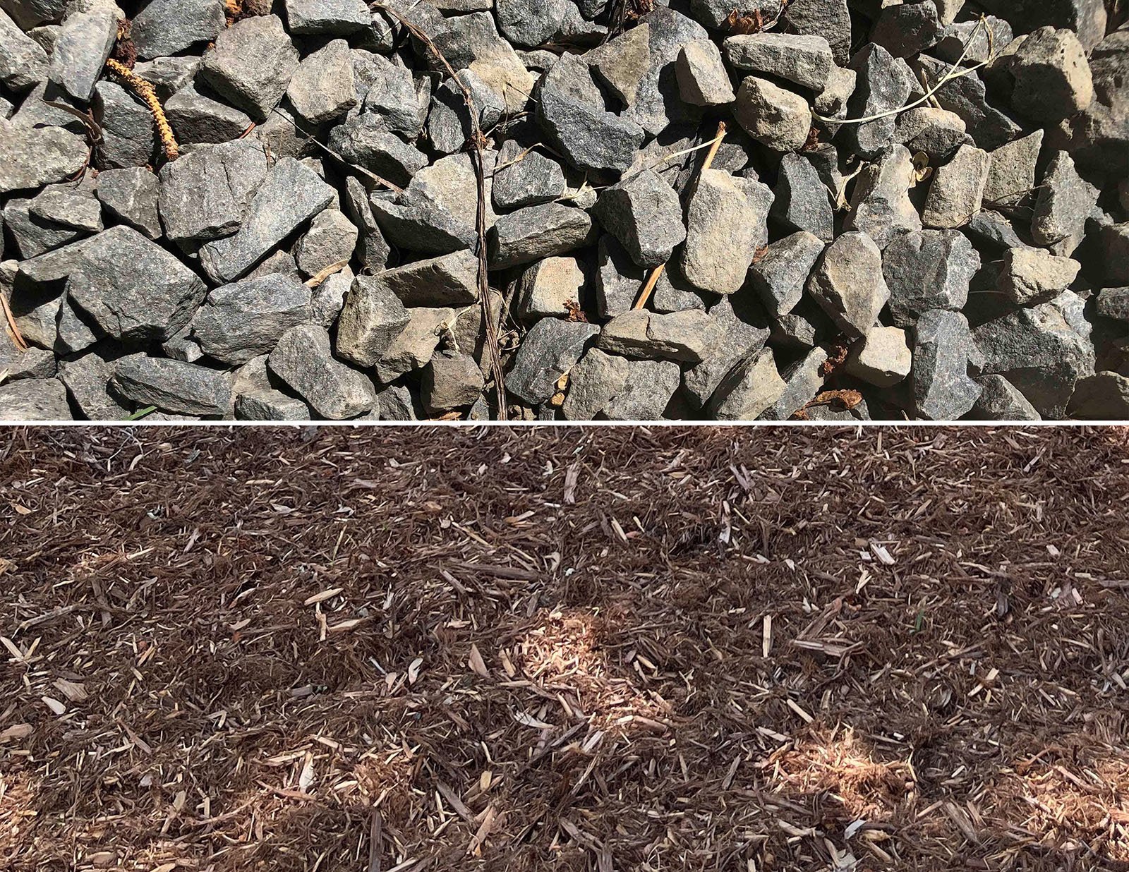 comparison between Mulch and Granite rocks