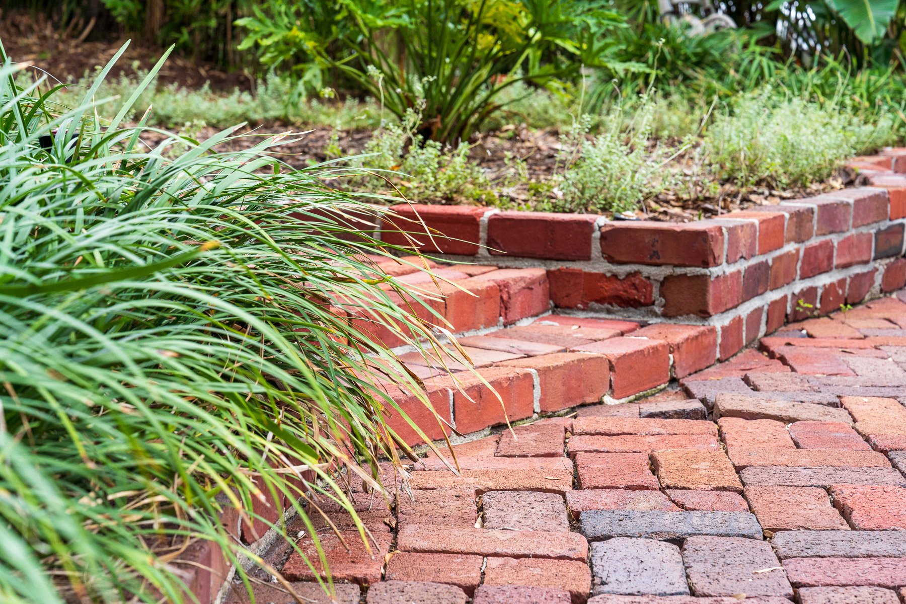 landscape beds along walkway