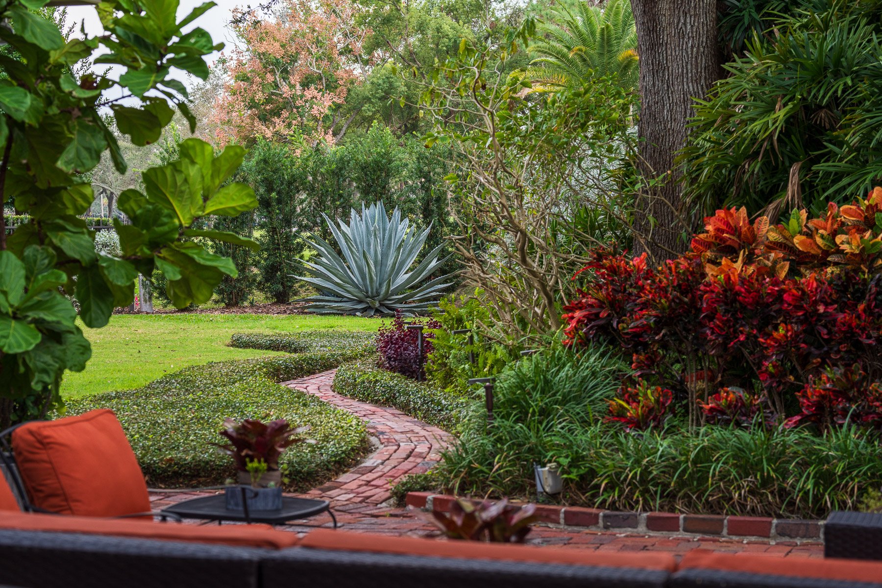 landscape beds in residential backyard