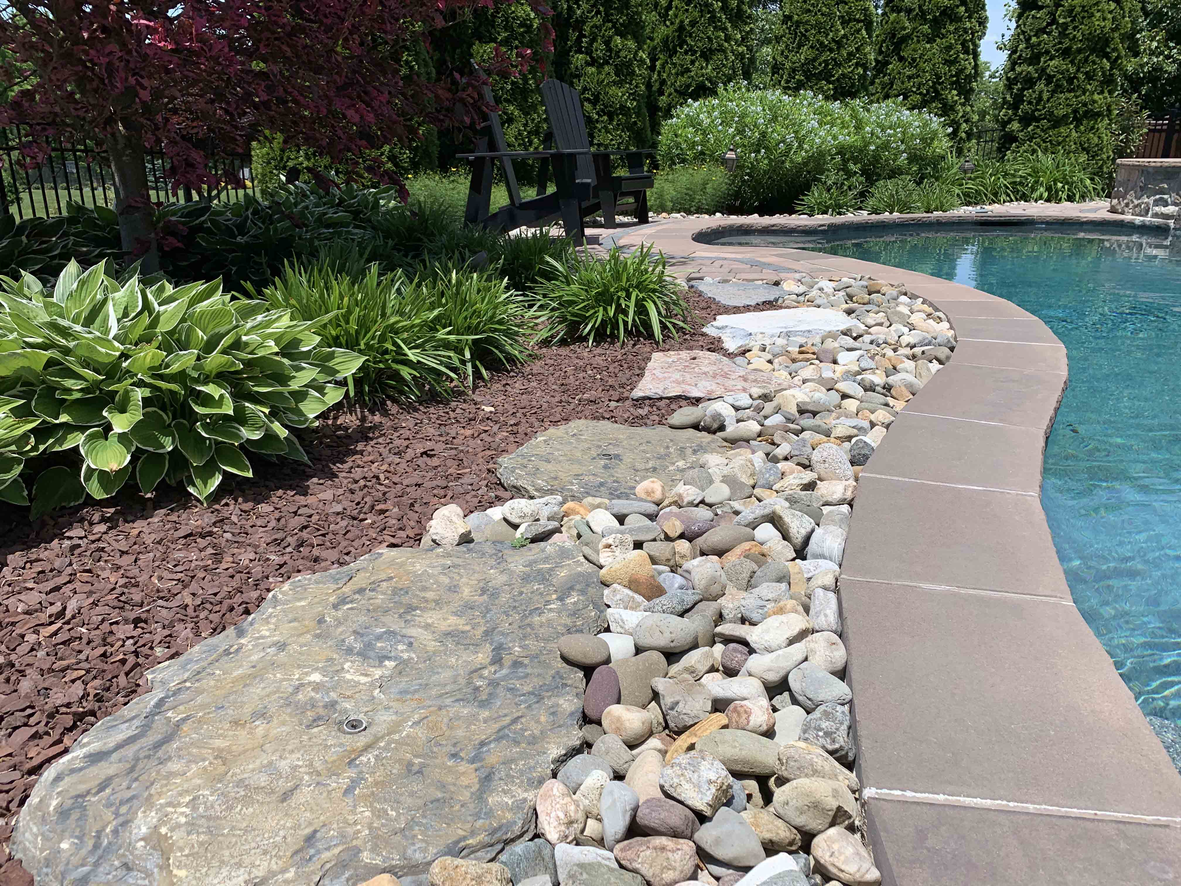 decorative stone gravel by pool